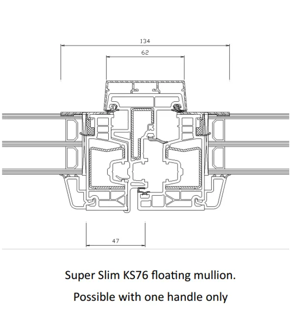 Super Slim KS76 Floating Mullion